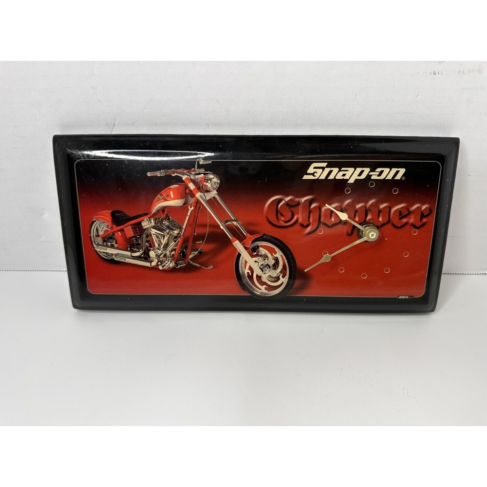 Snap-on Chopper Motorcycle Wall Clock Red Quartz Battery Garage Shop Decor